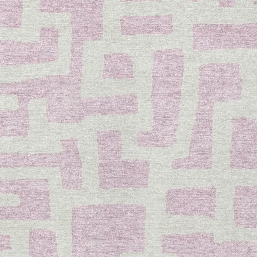 Pink And Ivory Abstract Washable Indoor Outdoor Area Rug Photo 6