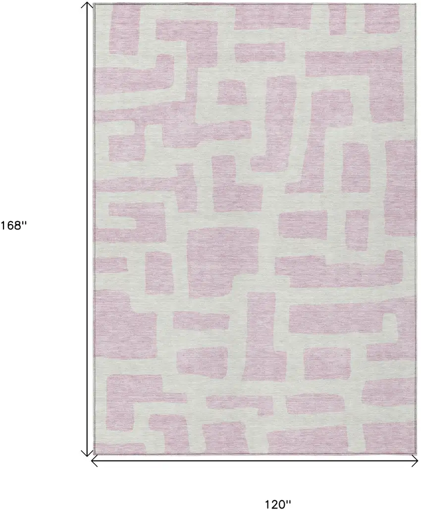 Pink And Ivory Abstract Washable Indoor Outdoor Area Rug Photo 3