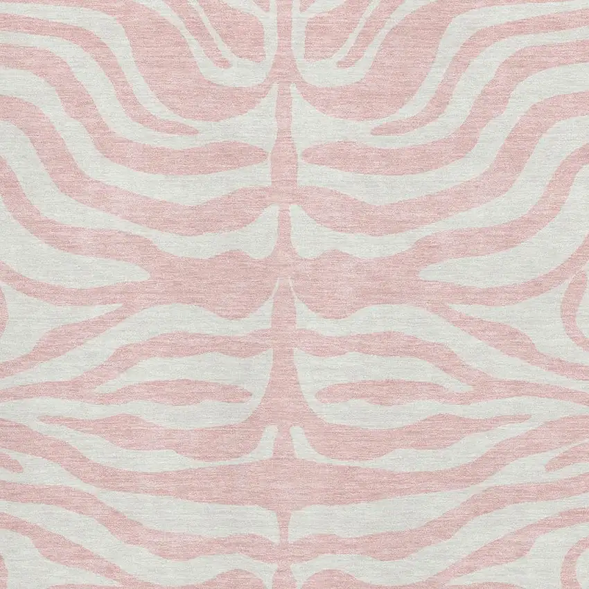 Pink And Ivory Animal Print Washable Area Rug With UV Protection Photo 2