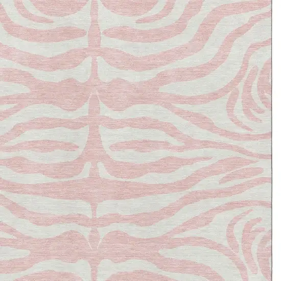 Pink And Ivory Animal Print Washable Area Rug With UV Protection Photo 2