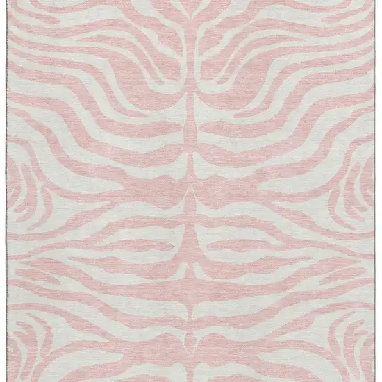 Pink And Ivory Animal Print Washable Area Rug With UV Protection Photo 3