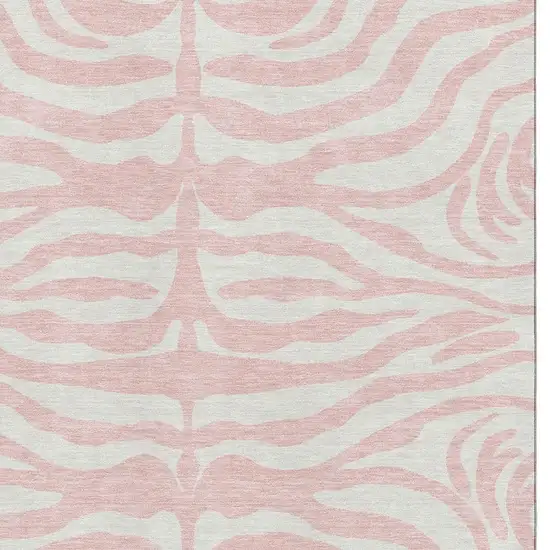 Pink And Ivory Animal Print Washable Area Rug With UV Protection Photo 2