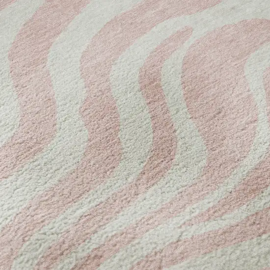 Pink And Ivory Animal Print Washable Area Rug With UV Protection Photo 8