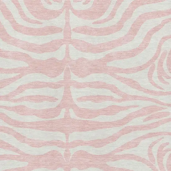 Pink And Ivory Animal Print Washable Area Rug With UV Protection Photo 2