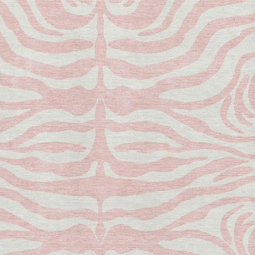 Pink And Ivory Animal Print Washable Area Rug With UV Protection Photo 2