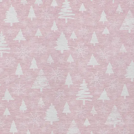 Pink And Ivory Botanical Leaves Washable Indoor Outdoor Area Rug Photo 4