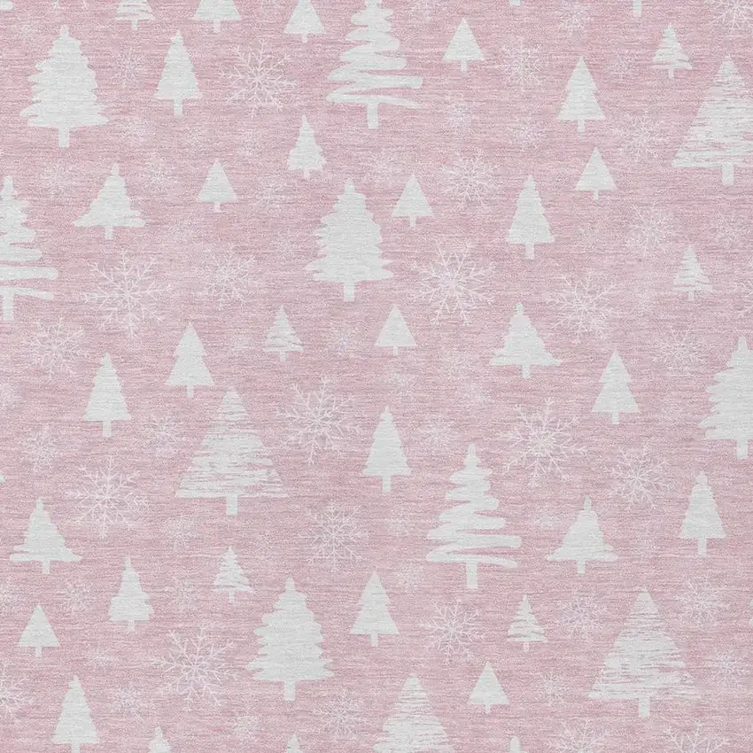 Pink And Ivory Botanical Leaves Washable Indoor Outdoor Area Rug Photo 4