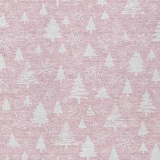 Pink And Ivory Botanical Leaves Washable Indoor Outdoor Area Rug Photo 4