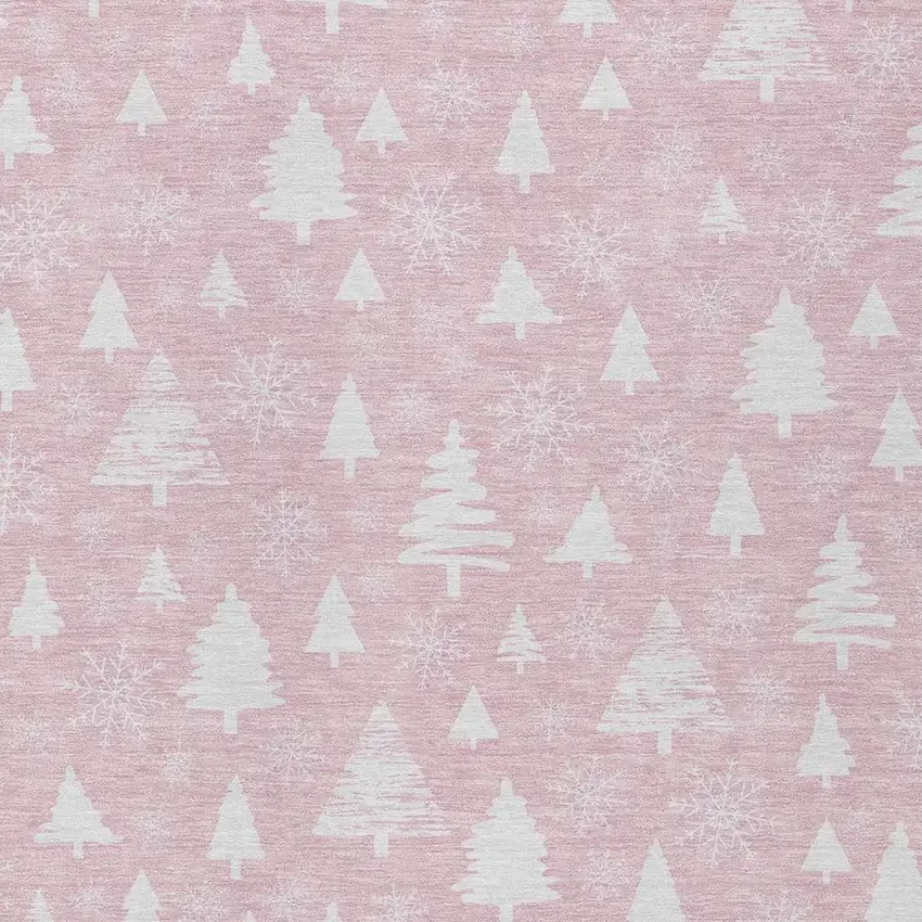 Pink And Ivory Botanical Leaves Washable Indoor Outdoor Area Rug Photo 4