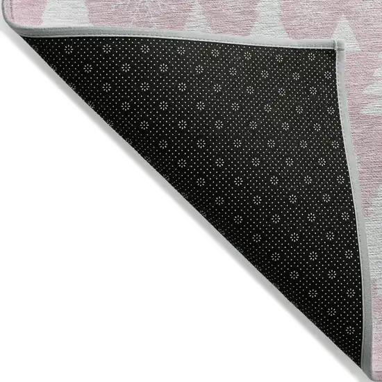 Pink And Ivory Snowflake Washable Indoor Outdoor Area Rug Photo 7