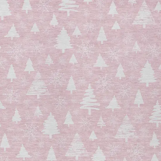 Pink And Ivory Snowflake Washable Indoor Outdoor Area Rug Photo 6