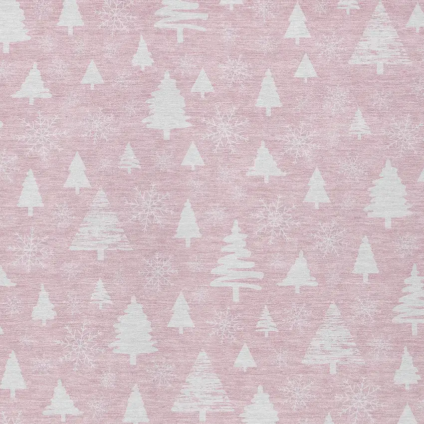 Pink And Ivory Snowflake Washable Indoor Outdoor Area Rug Photo 6