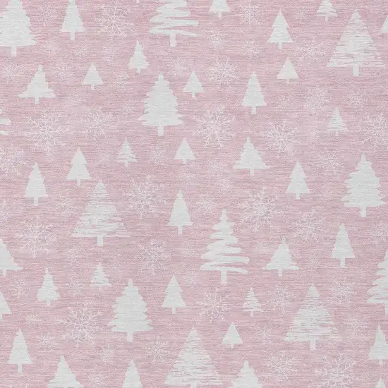 Pink And Ivory Botanical Leaves Washable Indoor Outdoor Area Rug Photo 4