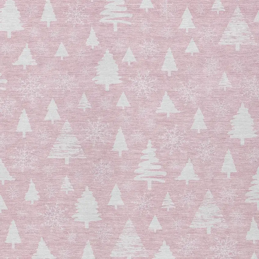 Pink And Ivory Botanical Leaves Washable Indoor Outdoor Area Rug Photo 4