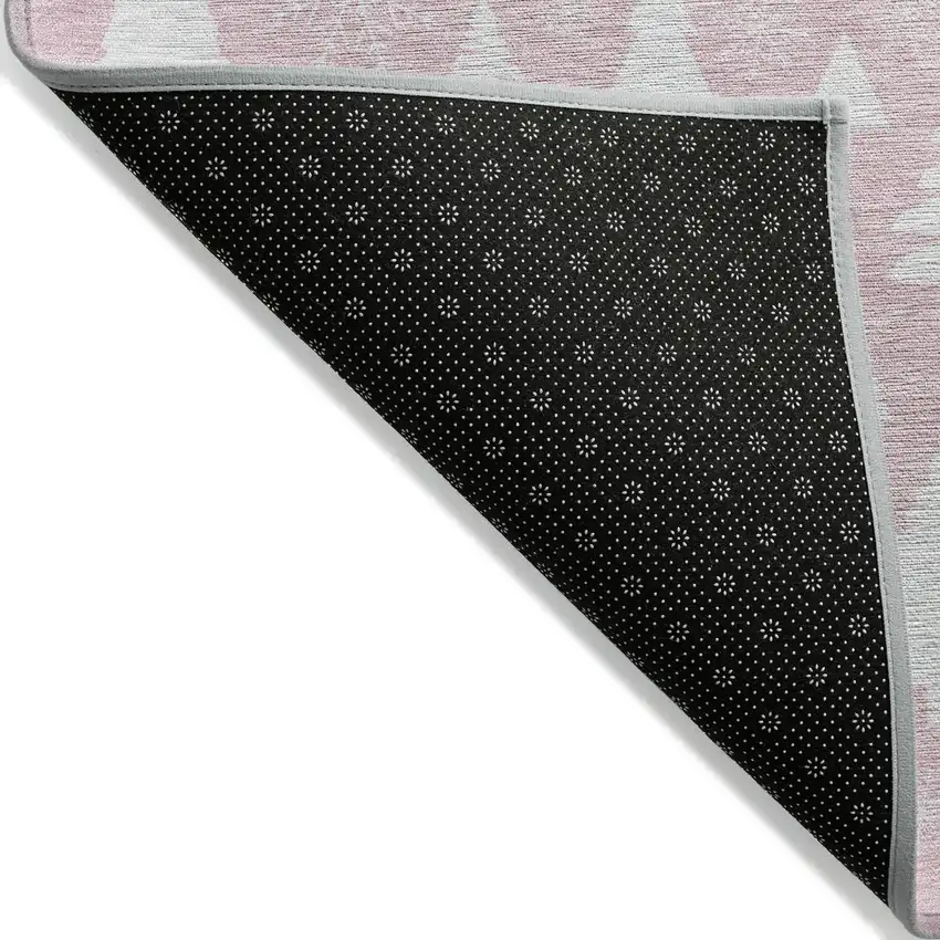 Pink And Ivory Snowflake Washable Indoor Outdoor Area Rug Photo 6