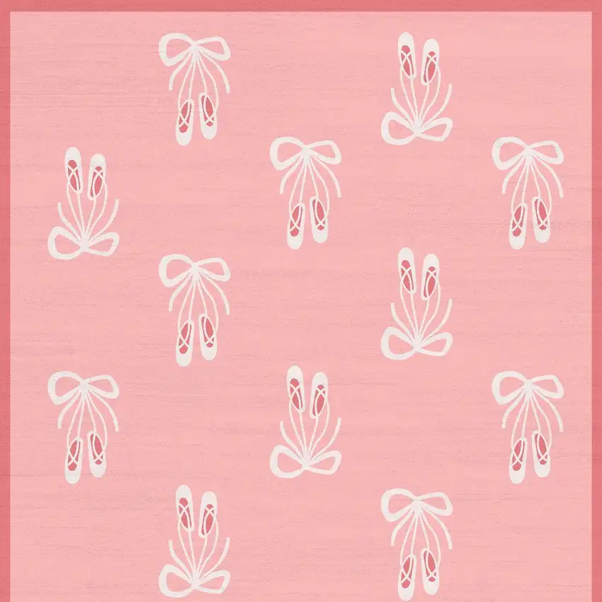Pink And Ivory Bow Youthful Washable Area Rug Photo 7