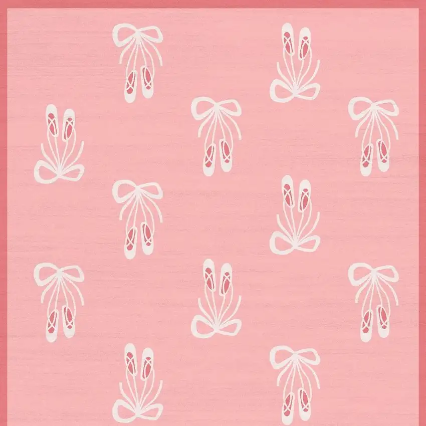 Pink And Ivory Bow Youthful Washable Area Rug Photo 4