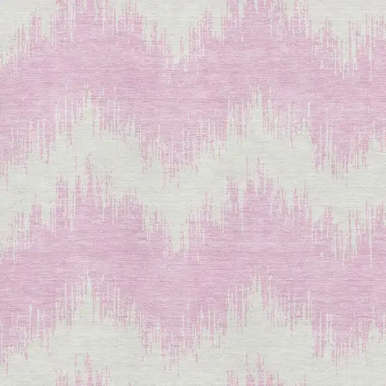 Pink And Ivory Chevron Washable Area Rug With UV Protection Photo 3