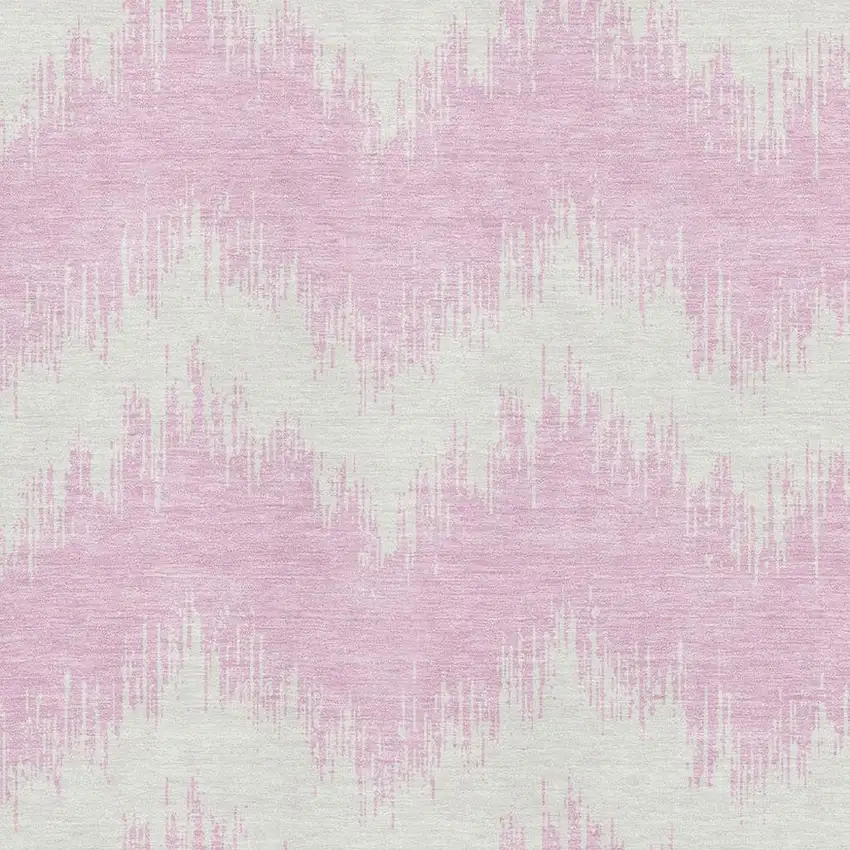 Pink And Ivory Chevron Washable Area Rug With UV Protection Photo 3