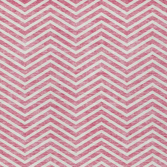 Pink And Ivory Chevron Washable Indoor Outdoor Area Rug Photo 6