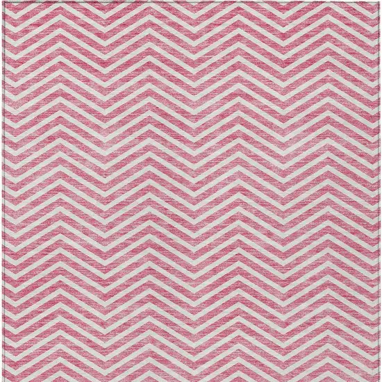 Pink And Ivory Chevron Washable Indoor Outdoor Area Rug Photo 6
