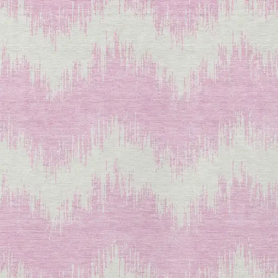 Pink And Ivory Chevron Washable Indoor Outdoor Area Rug Photo 5