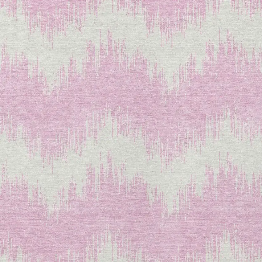 Pink And Ivory Chevron Washable Indoor Outdoor Area Rug Photo 5