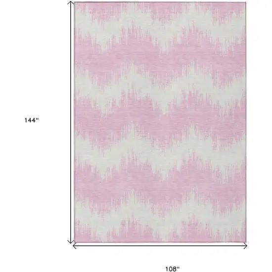 Pink And Ivory Chevron Washable Indoor Outdoor Area Rug Photo 3