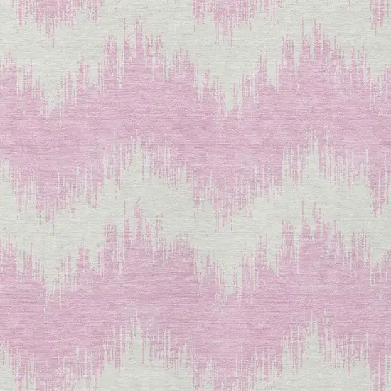 Pink And Ivory Chevron Washable Indoor Outdoor Area Rug Photo 5