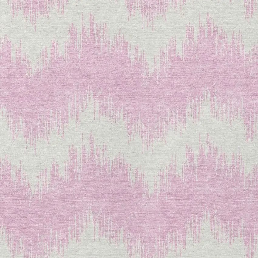 Pink And Ivory Chevron Washable Indoor Outdoor Area Rug Photo 5