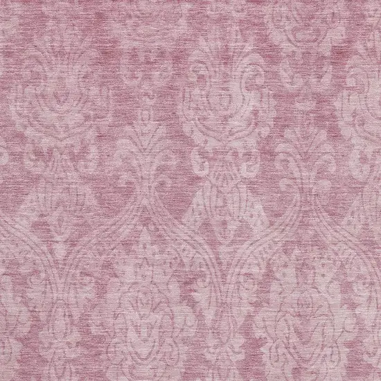 Pink And Ivory Damask Washable Area Rug With UV Protection Photo 2