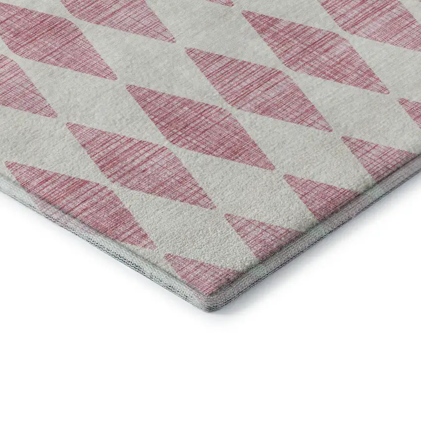 Pink And Ivory Diamond Washable Area Rug With UV Protection Photo 8