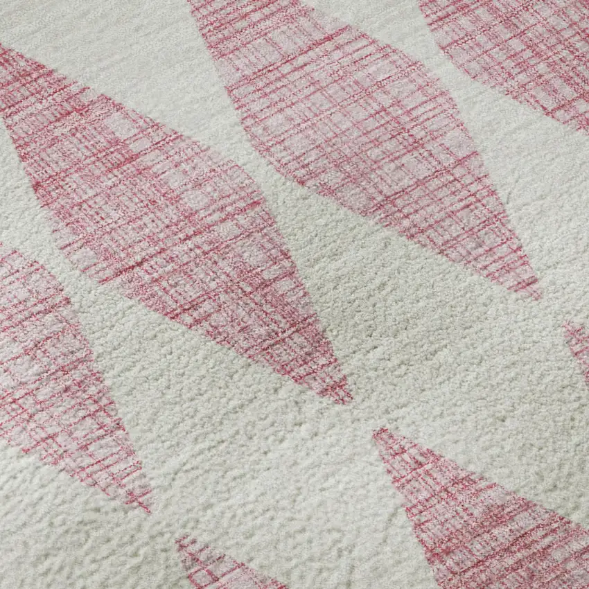 Pink And Ivory Diamond Washable Area Rug With UV Protection Photo 8