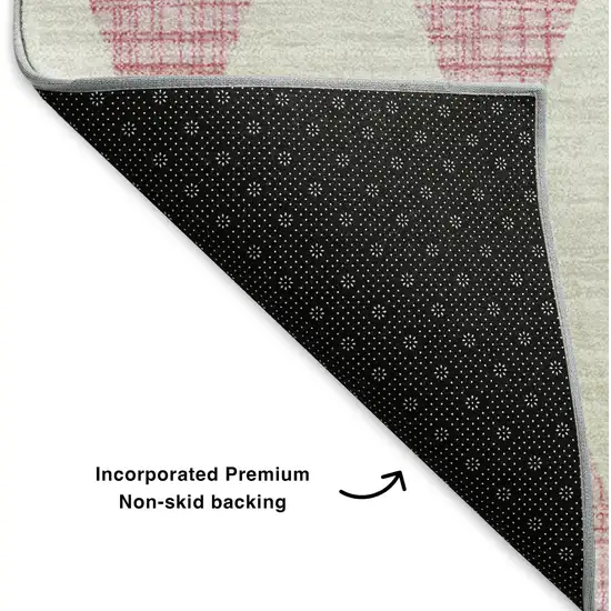 Pink And Ivory Diamond Washable Area Rug With UV Protection Photo 7