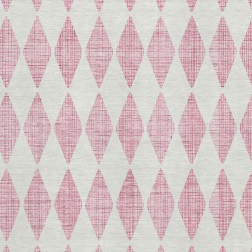 Pink And Ivory Diamond Washable Area Rug With UV Protection Photo 3