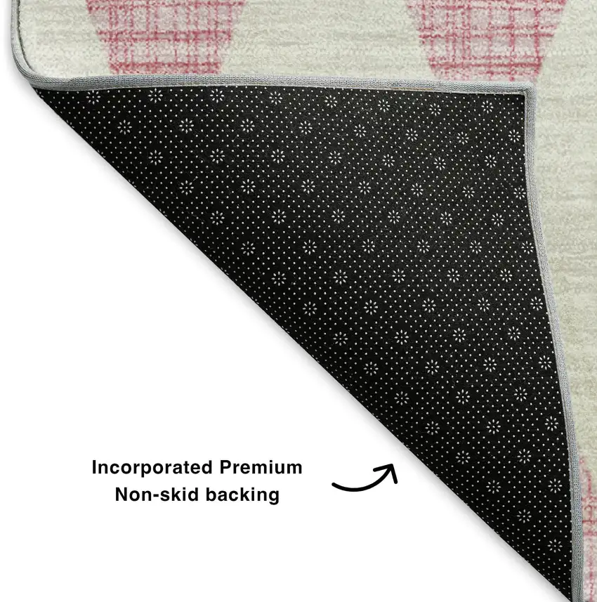Pink And Ivory Diamond Washable Area Rug With UV Protection Photo 7