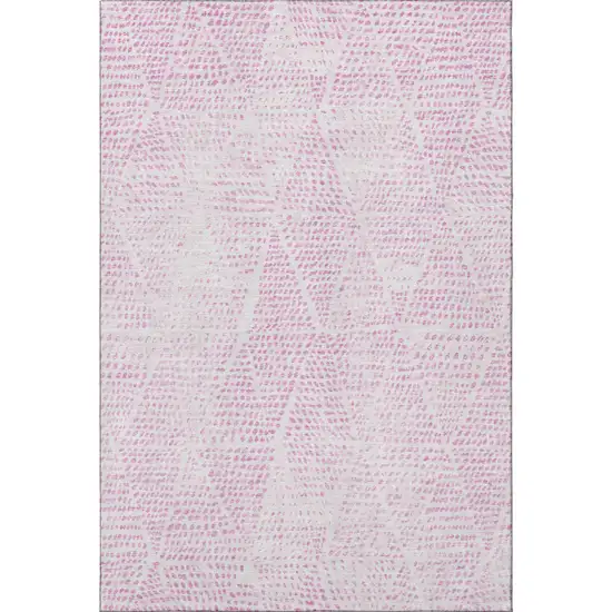 Pink And Ivory Diamond Washable Area Rug With UV Protection Photo 4
