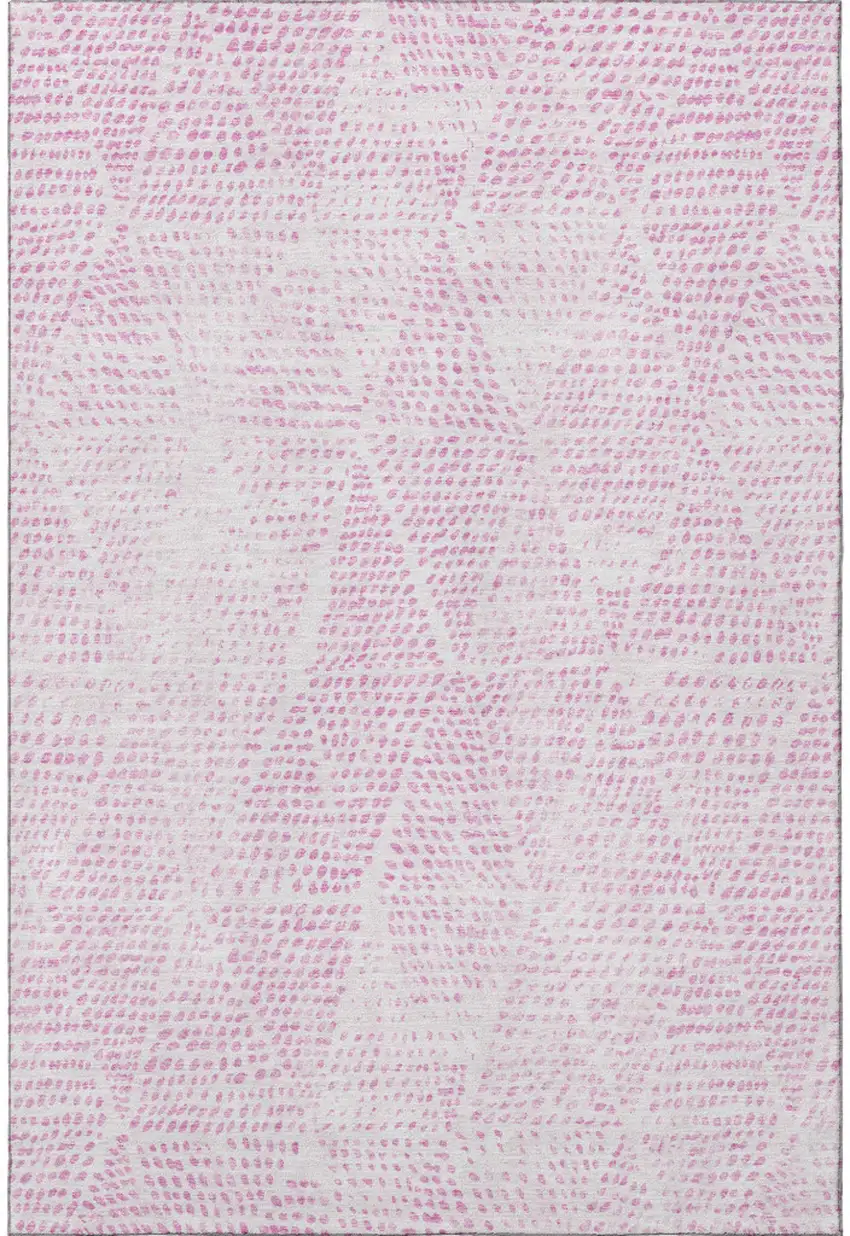 Pink And Ivory Diamond Washable Area Rug With UV Protection Photo 4