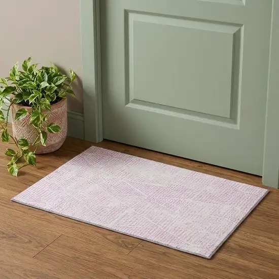 Pink And Ivory Diamond Washable Area Rug With UV Protection Photo 1