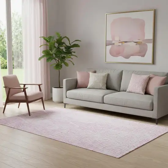 Pink And Ivory Diamond Washable Area Rug With UV Protection Photo 1