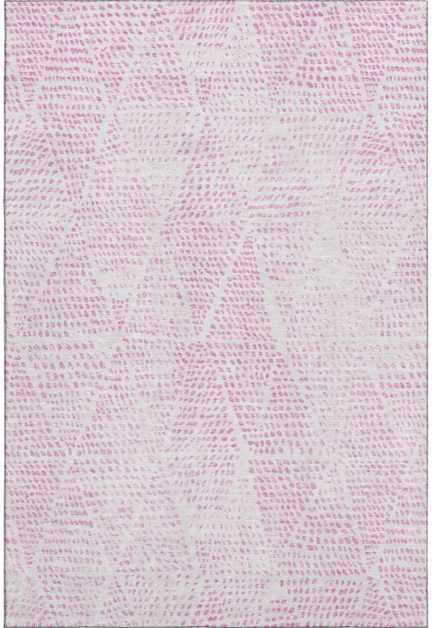 Pink And Ivory Diamond Washable Area Rug With UV Protection Photo 1