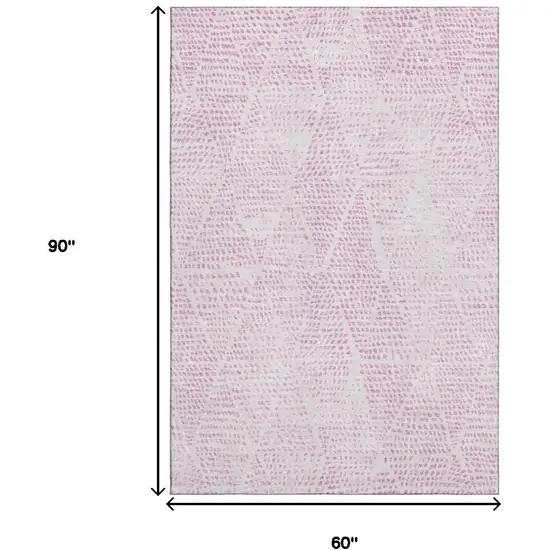 Pink And Ivory Diamond Washable Area Rug With UV Protection Photo 3