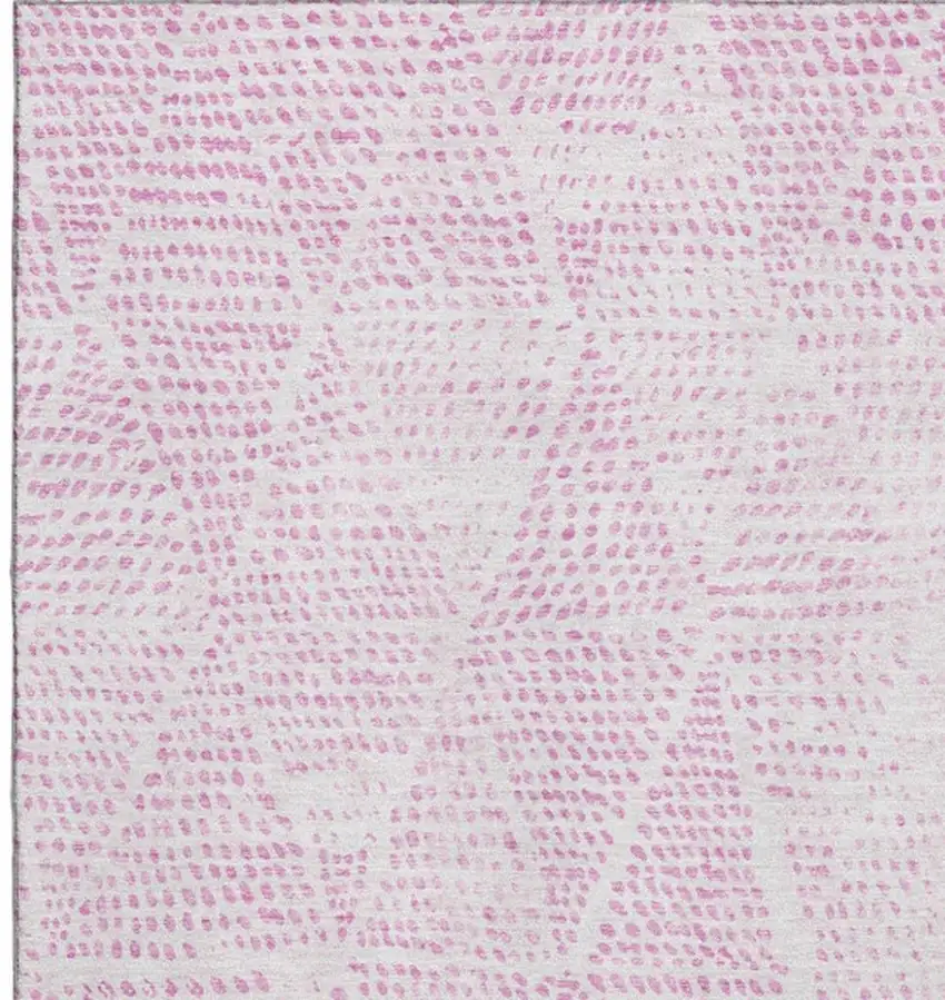 Pink And Ivory Diamond Washable Area Rug With UV Protection Photo 3