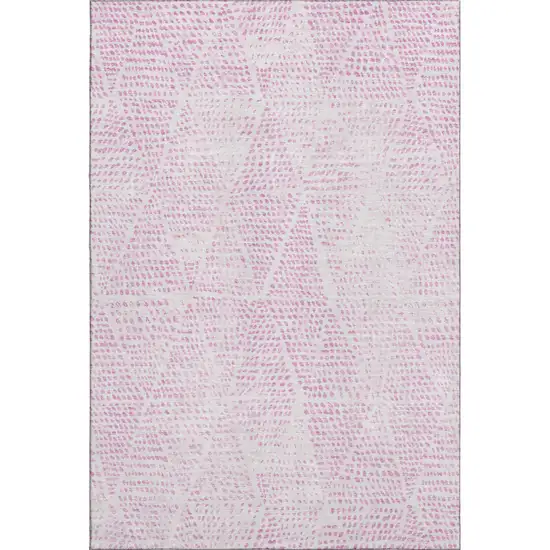 Pink And Ivory Diamond Washable Area Rug With UV Protection Photo 1
