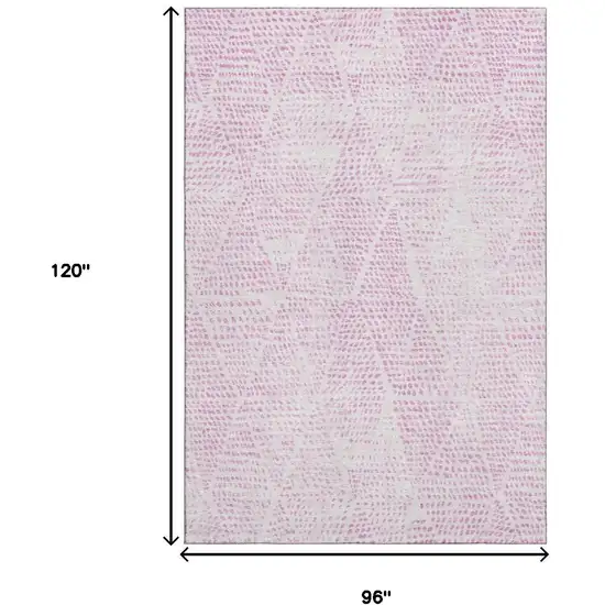 Pink And Ivory Diamond Washable Area Rug With UV Protection Photo 3