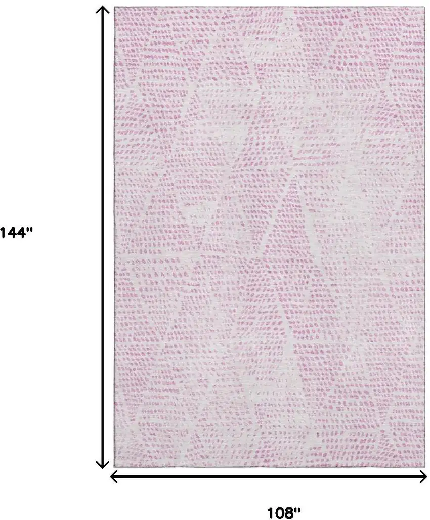 Pink And Ivory Diamond Washable Area Rug With UV Protection Photo 3