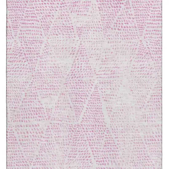 Pink And Ivory Diamond Washable Area Rug With UV Protection Photo 3