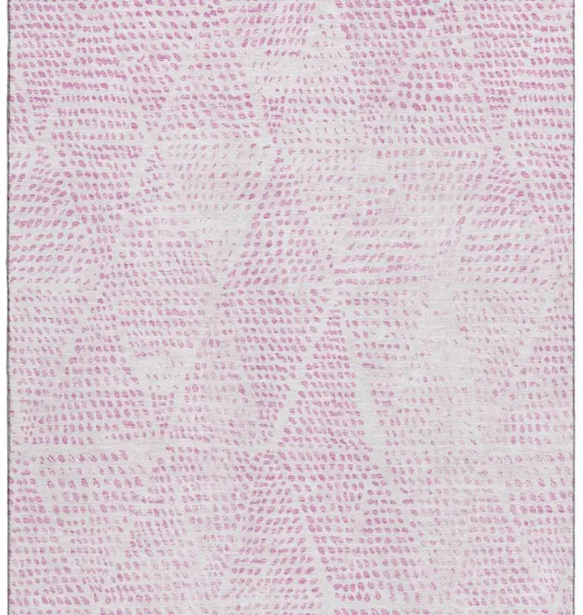 Pink And Ivory Diamond Washable Area Rug With UV Protection Photo 3