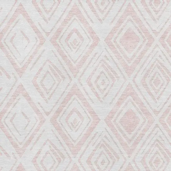 Pink And Ivory Diamond Washable Area Rug With UV Protection Photo 3
