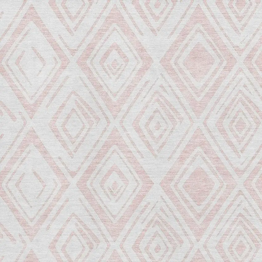 Pink And Ivory Diamond Washable Area Rug With UV Protection Photo 3